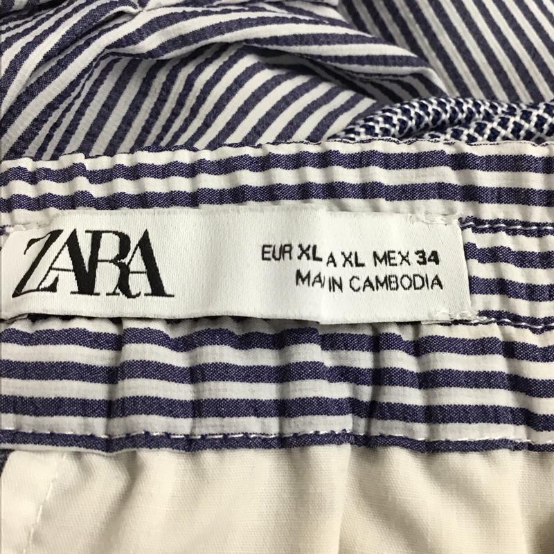 ザラ ZARA パンツ ワークパンツ、ペインターパンツ ワークパンツ ワイドパンツ カジュアルパンツ XL ストライプ 白 / ホワイト / X 水色 / ライトブルー / メンズ USED 古着 中古 10130744