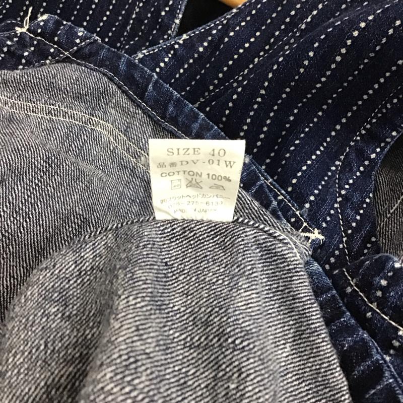 フラットヘッド The Flat Head ベスト ベスト dv-01w ウォバッシュデニムベスト ノースリーブカットソー 前開ボタン 40 ストライプ インディゴ / インディゴ / メンズ USED 古着 中古 10141807