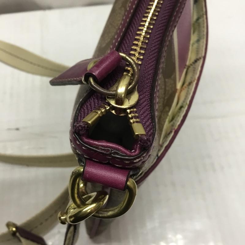 コーチ COACH ショルダーバッグ ショルダーバッグ 41664 シグネチャー ロゴ、文字 ベージュ / ベージュ / X 紫 / パープル / レディース USED 古着 中古 10110063