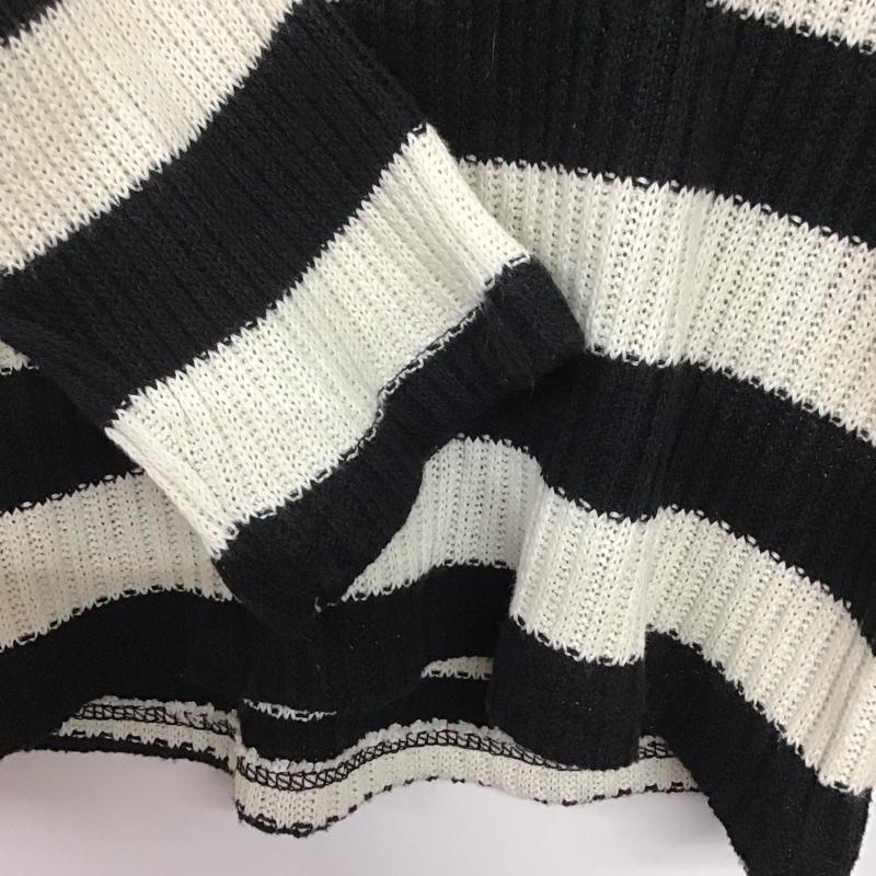ザラ ZARA ニット、セーター 長袖 長袖ニットカットソー クルーネック セーター M ボーダー柄 白 / ホワイト / X 黒 / ブラック / レディース USED 古着 中古 10136057