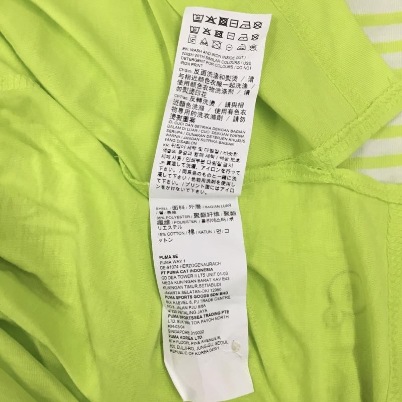 プーマ PUMA ポロシャツ 半袖 スポーツウェア M ワンポイント 黄緑 / イエローグリーン / X 白 / ホワイト / メンズ USED 古着 中古 10119307