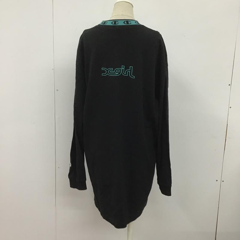 エックスガール X-girl Tシャツ 長袖 CWSP404 champion モックネック長袖Tシャツ S ロゴ、文字 黒 / ブラック / レディース USED 古着 中古 10107168