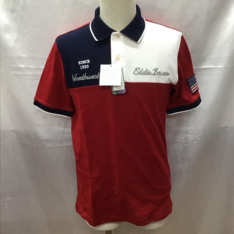 エディーバウアー Eddie Bauer ポロシャツ 半袖 半袖ポロシャツ カラーシャツ 半袖カットソー S ロゴ、文字 白 / ホワイト / X 赤 / レッド / X 紺 / ネイビー /  メンズ USED 古着 中古 10111683