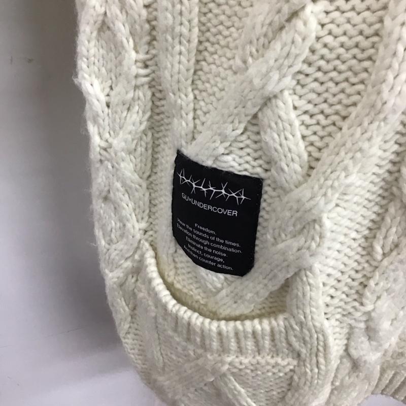 ジーユー GU ニット、セーター 長袖 351-338473 UNDERCOVER ケーブルニットサイドジップ 長袖ニット セーター XL 総柄 白 / ホワイト / メンズ USED 古着 中古 10119497