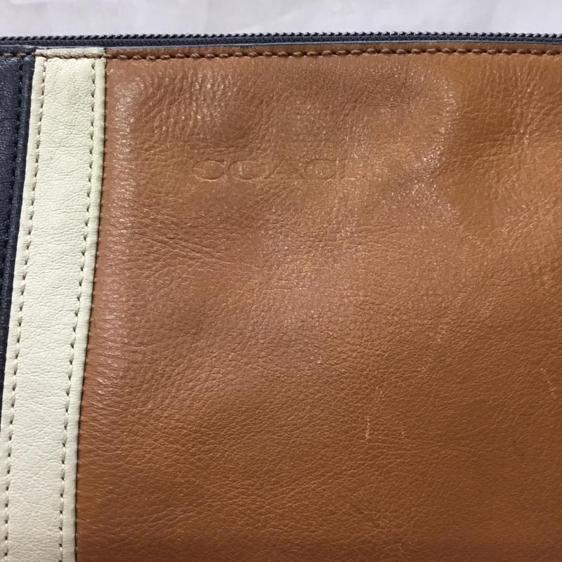 コーチ COACH セカンドバッグ セカンドバッグ クラッチバッグ ロゴ、文字 茶 / ブラウン / X 紺 / ネイビー / X アイボリー / アイボリー / メンズ USED 古着 中古 10110674