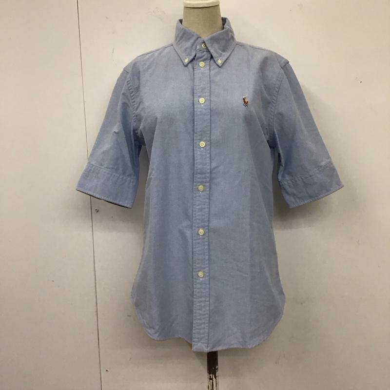 ラルフローレン RALPHLAUREN シャツ、ブラウス 半袖 半袖シャツ カラーシャツ 半袖カットソー ボタンダウンシャツ S ロゴ、文字 水色 / ライトブルー / レディース USED 古着 中古 10118599
