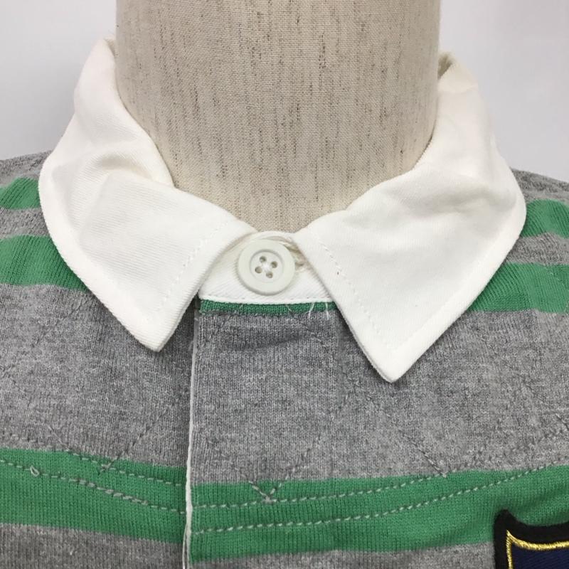 チャンピオン Champion ポロシャツ 半袖 半袖ポロシャツ カラーシャツカットソー 半袖カットソー M ボーダー柄 灰 / グレー / X 緑 / グリーン /  メンズ USED 古着 中古 10111173
