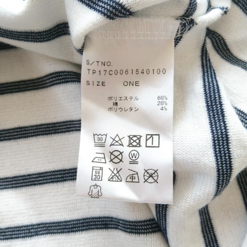 チャオパニックティピー CIAOPANIC TYPY カットソー 長袖 ボーダー柄 白 / ホワイト / X 紺 / ネイビー / レディース USED 古着 中古 10033037