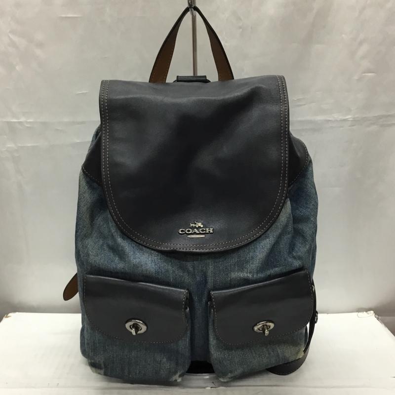コーチ COACH リュックサック、デイパック リュックサック、デイバッグ F57905 デニム ロゴ、文字 紺 / ネイビー / X 青 / ブルー / レディース USED 古着 中古 10107603