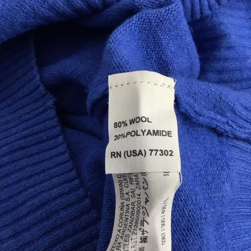 ザラメン ZARA MAN ニット、セーター 長袖 長袖ニットカットソー クルーネック セーター L 無地 青 / ブルー / メンズ USED 古着 中古 10143175