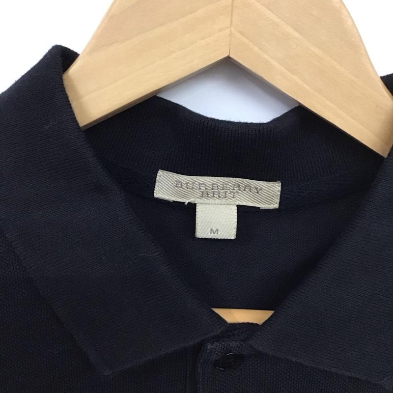バーバリーブリット Burberry Brit ポロシャツ 半袖 半袖ポロシャツ 半袖カットソー カラーシャツ M ロゴ、文字 黒 / ブラック / メンズ USED 古着 中古 10131126