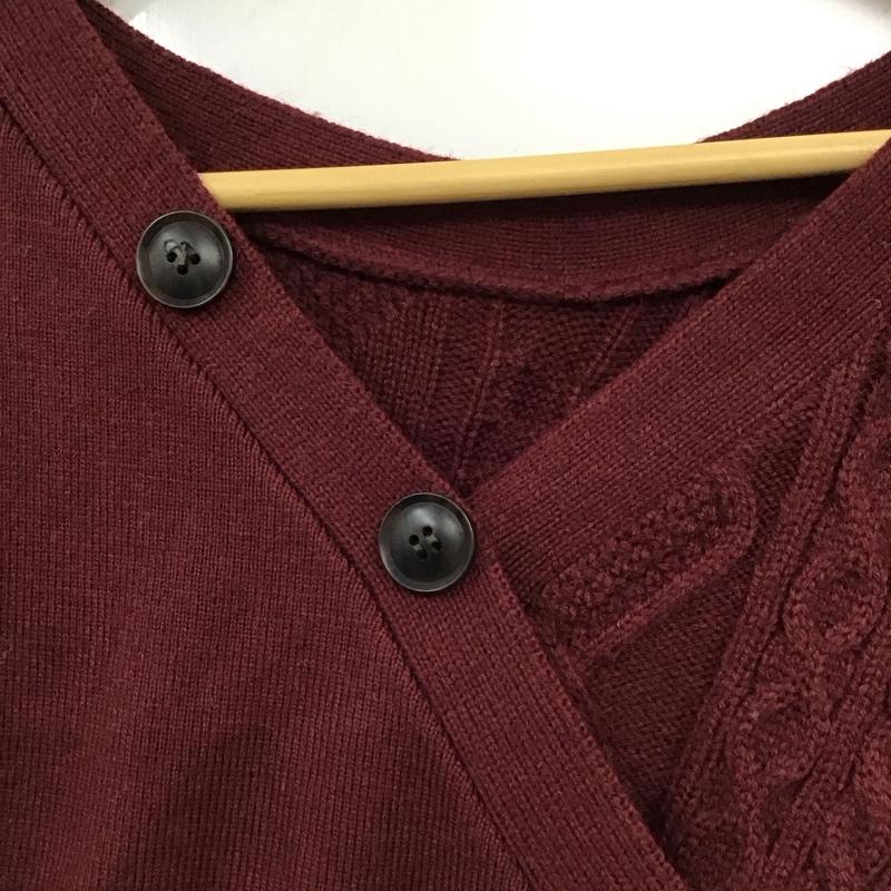 アズールバイマウジー AZUL BY MOUSSY ニット、セーター 長袖 250dah70-145i 2WAYCACHECOEURCABLEMIXKNIT 長袖ニットカットソー M 総柄 えんじ / ワインレッド / レディース USED 古着 中古 10119073
