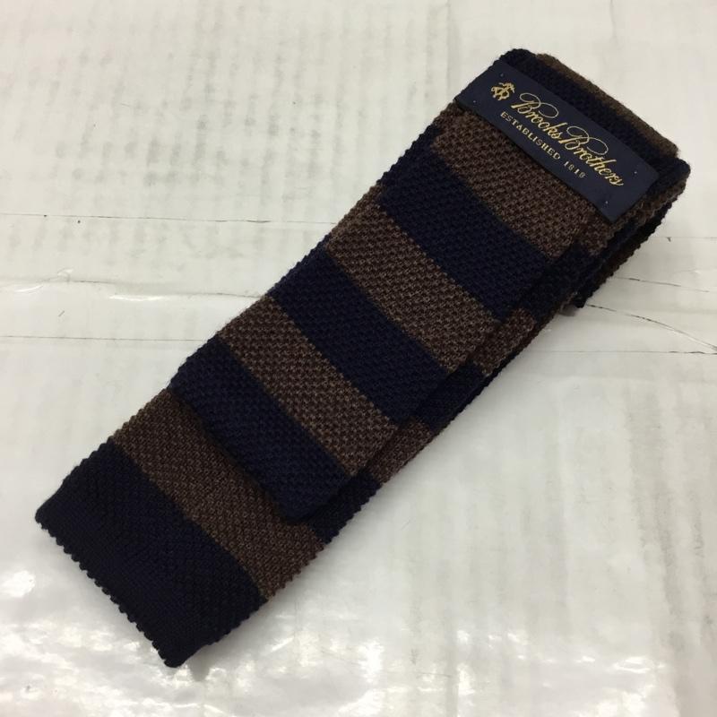 ブルックスブラザーズ BROOKS BROTHERS ネクタイ ネクタイ ウール イタリア製 ボーダー柄 茶 / ブラウン / X 紺 / ネイビー / メンズ USED 古着 中古 10113622