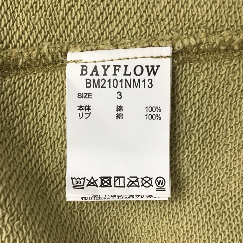 ベイフロー BAYFLOW トレーナー 長袖 BM2101NM13 スウェット ラグランスリーブ スノーウォッシュウラケプルオーバー 3 ロゴ、文字 黄 / イエロー / メンズ USED 古着 中古 10107825