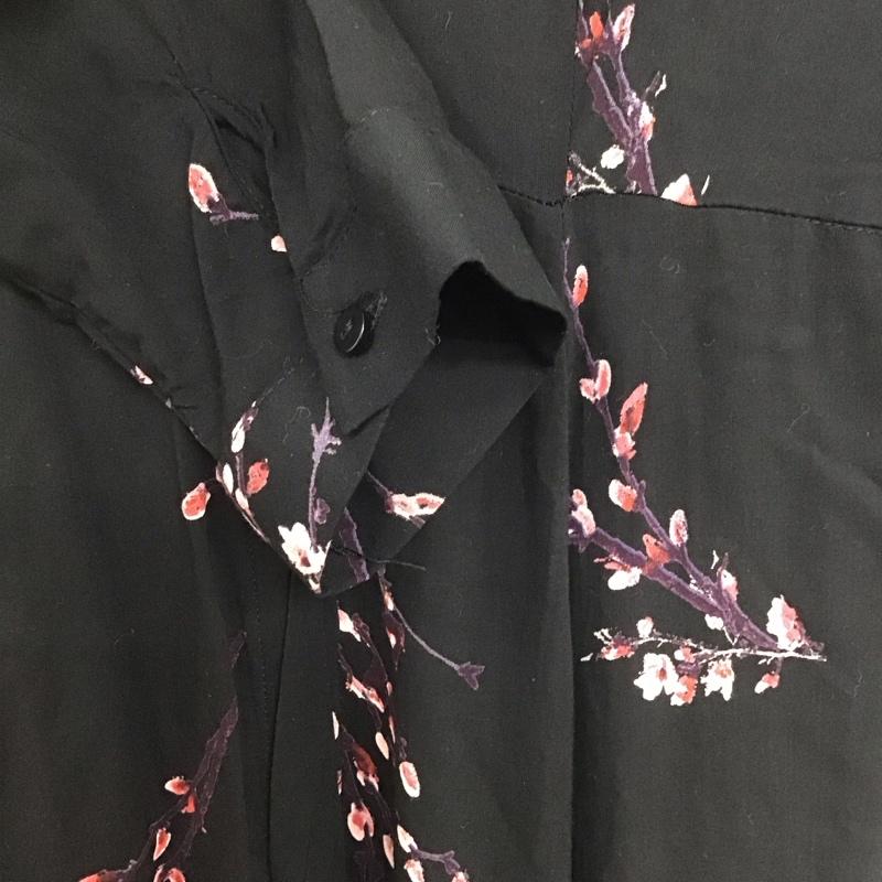 ザラウーマン ZARA WOMAN ワンピース ロングスカート 長袖シャツワンピース 前空きロングワンピース XS プリント 黒 / ブラック / レディース USED 古着 中古 10136019