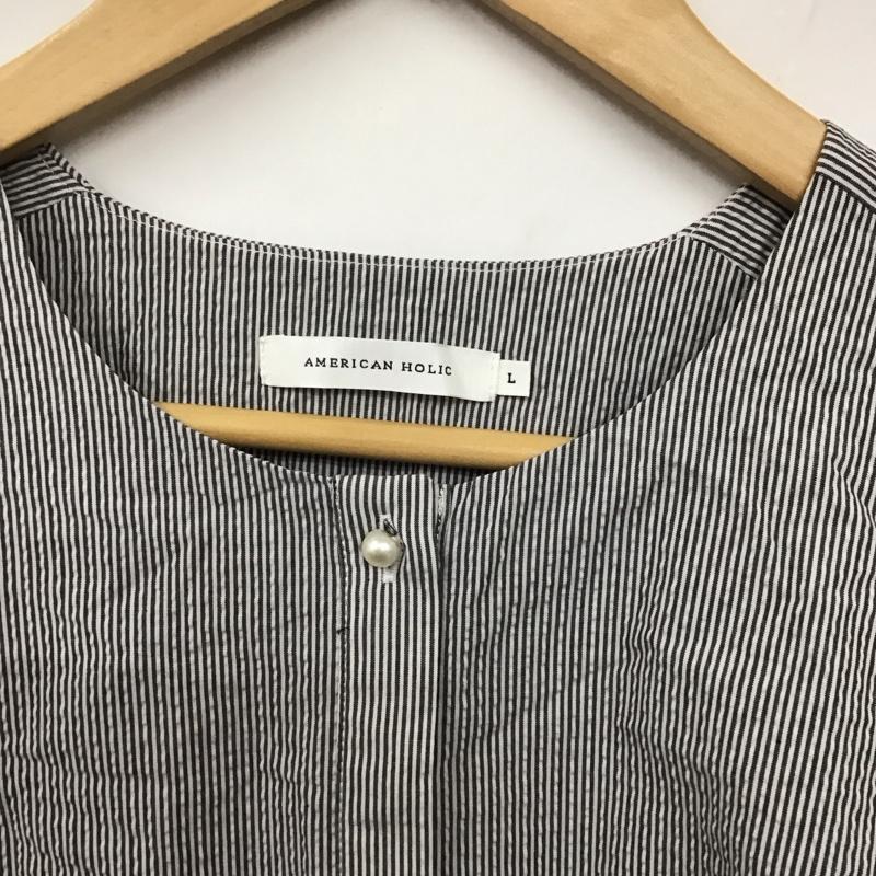 アメリカンホリック AMERICAN HOLIC チュニック 長袖 HA41L0G0200 サッカーワントーンティアードチュニック L ストライプ マルチカラー / マルチカラー / レディース USED 古着 中古 10130839