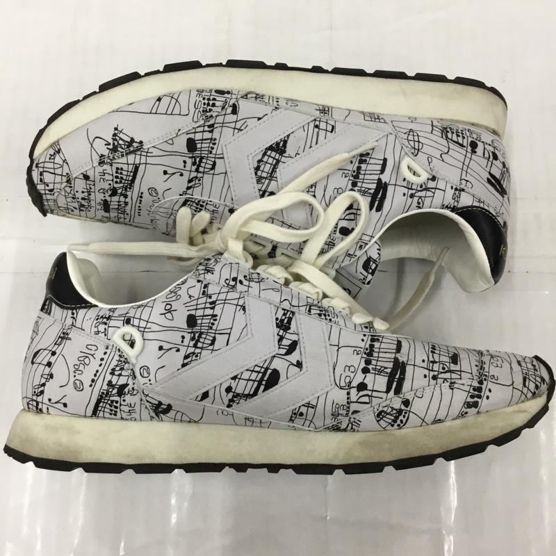 ヒュンメル hummel スニーカー スニーカー REFLEX OG MUSICNOTE 音符 6 ロゴ、文字 白 / ホワイト / X 黒 / ブラック / レディース USED 古着 中古 10105895