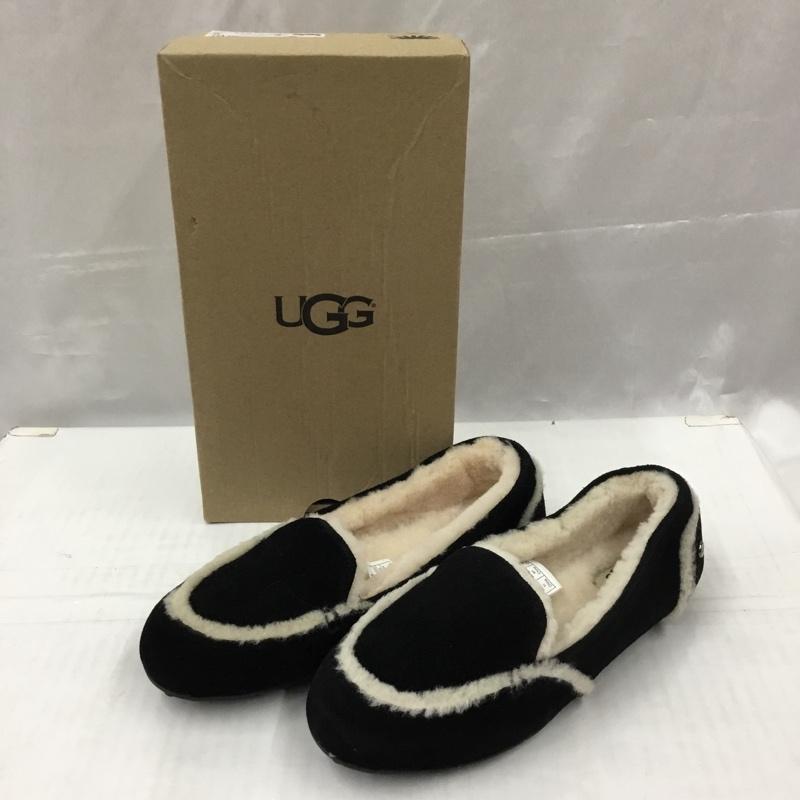 アグ UGG カジュアルシューズ カジュアルシューズ 1020029 HAILEY ヘイリー モカシン 24cm 箱有 24.0cm ワンポイント 黒 / ブラック / X 白 / ホワイト / レディース USED 古着 中古 10105722