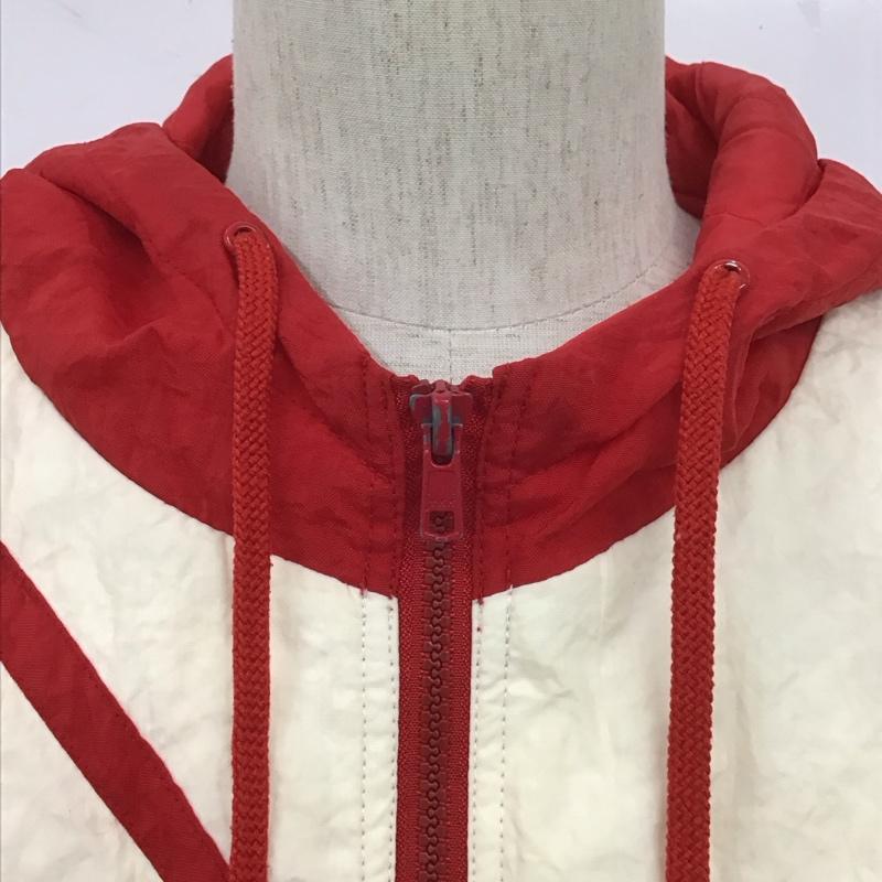 リーボック Reebok ジャケット、上着 ジャンパー、ブルゾン ジップアップジャケット ジップアップパーカー アウター ナイロンジャケット ロゴ、文字 白 / ホワイト / X 赤 / レッド / メンズ USED 古着 中古 10107236