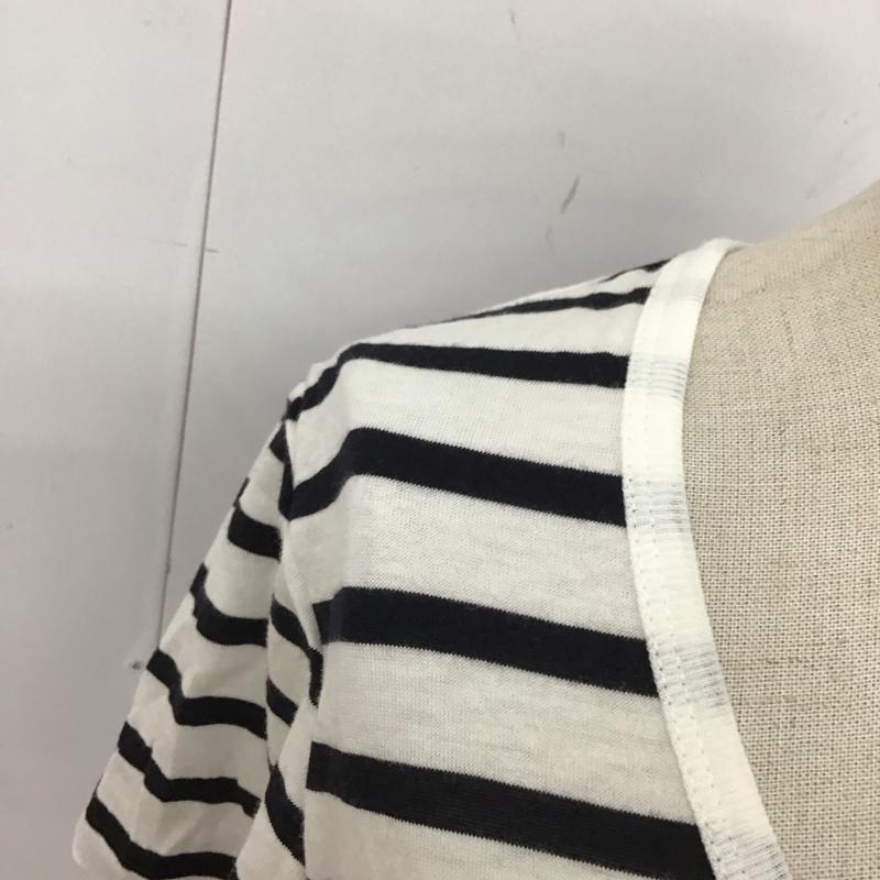 マウジー MOUSSY Tシャツ 半袖 半袖カットソー プリントTシャツ クルーネックカットソー 1 ボーダー柄 白 / ホワイト / X 黒 / ブラック / レディース USED 古着 中古 10116981