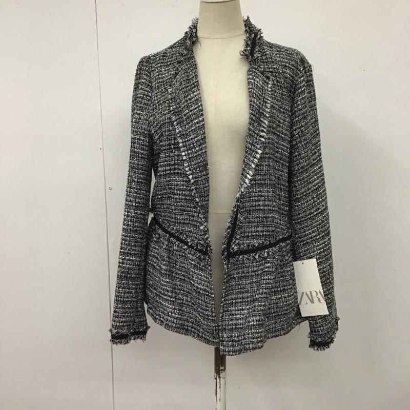 ザラ ZARA ジャケット、上着 ジャケット、ブレザー 7901 031 108 ノーカラー タグ付き M 黒 / ブラック / X 白 / ホワイト / レディース USED 古着 中古 10112359