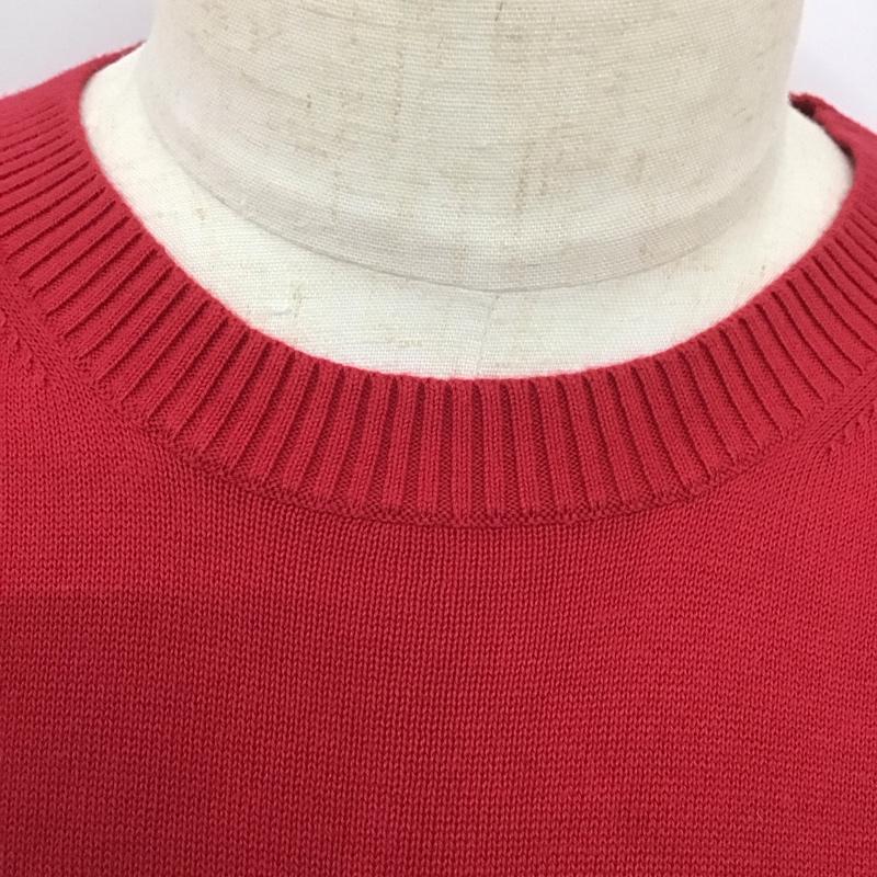 トミーヒルフィガー TOMMY HILFIGER ニット、セーター 長袖 長袖ニットカットソー ニット セーター クルーネックニット L ロゴ、文字 赤 / レッド / メンズ USED 古着 中古 10112822