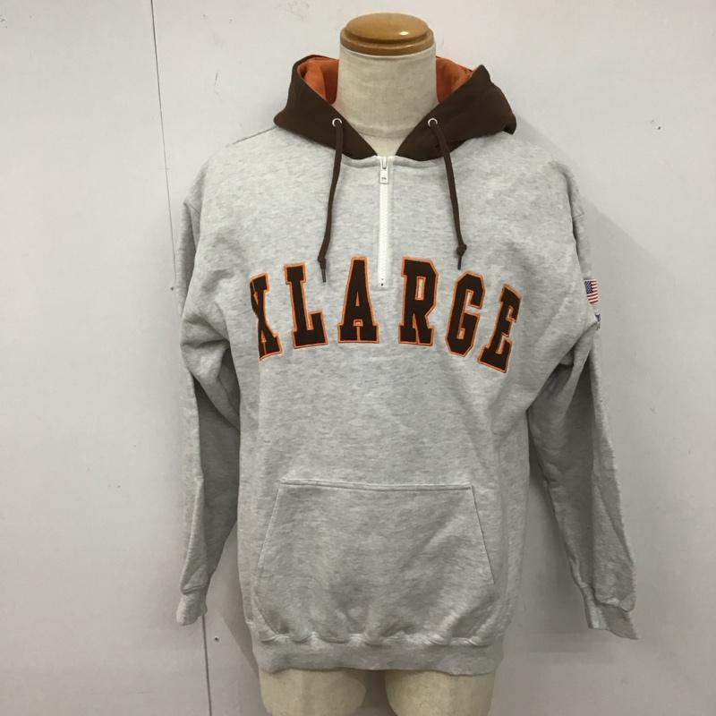 エクストララージ XLARGE パーカー 長袖 長袖パーカー ジップカラーパーカー スウェット プルオーバー M ロゴ、文字 灰 / グレー /  メンズ USED 古着 中古 10126862