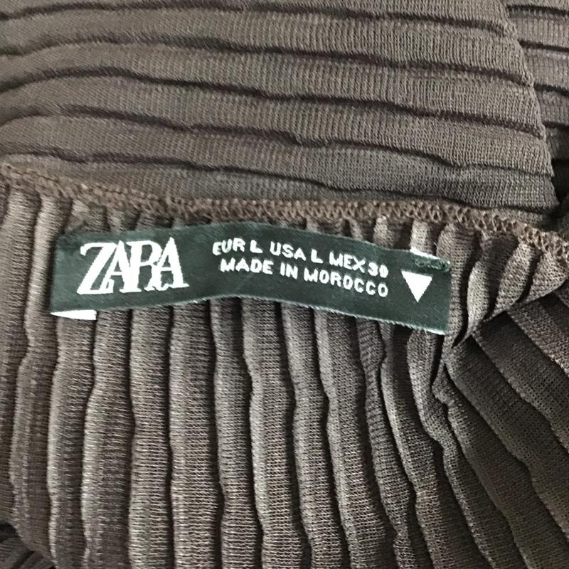 ザラ ZARA カーディガン 長袖 長袖カーディガン 長袖カットソー ノーカラージャケット 前開カーディガン L 無地 茶 / ブラウン /  レディース USED 古着 中古 10114925