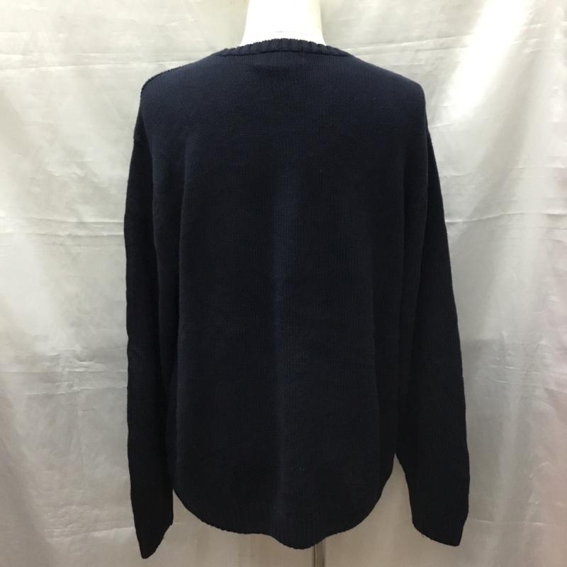 チャップス CHAPS ニット、セーター 長袖 長袖ニットカットソー ニット セーター クルーネックニット L ロゴ、文字 紺 / ネイビー / メンズ USED 古着 中古 10120448