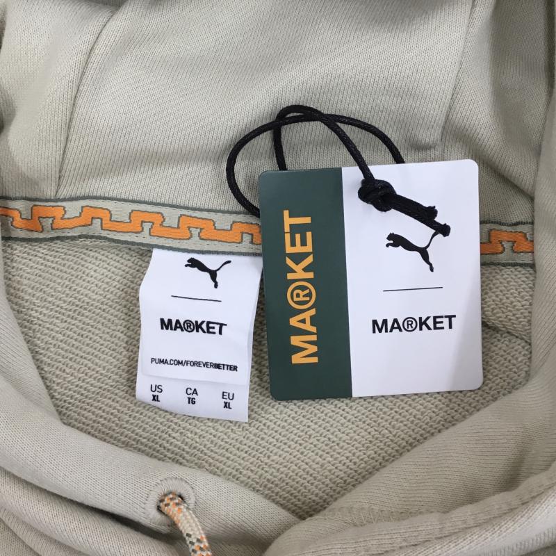 プーマ PUMA パーカー 長袖 PUMA×MARKET Relaxed Hoodie 535083-64 XL ロゴ、文字 X 刺繍 X 総柄 アイボリー / アイボリー / X 緑 / グリーン / X 橙 / オレンジ / メンズ USED 古着 中古 10136366