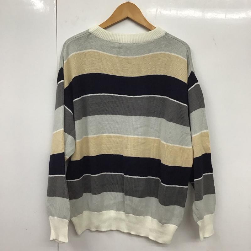 ダンヒル DUNHILL ニット、セーター 長袖 長袖ニットカットソー クルーネック セーター 90S イタリア製 40 ボーダー柄 マルチカラー / マルチカラー / メンズ USED 古着 中古 10131966