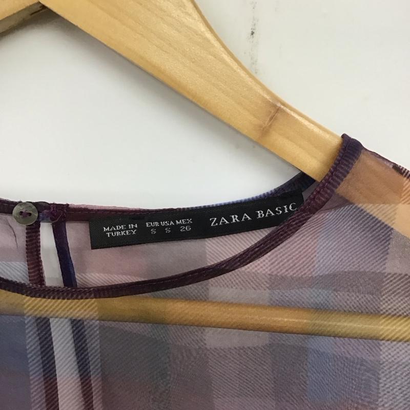 ザラベーシック ZARA BASIC カットソー 半袖 半袖カットソー クルーネックカットソー シースルーチェック S チェック マルチカラー / マルチカラー / レディース USED 古着 中古 10136459