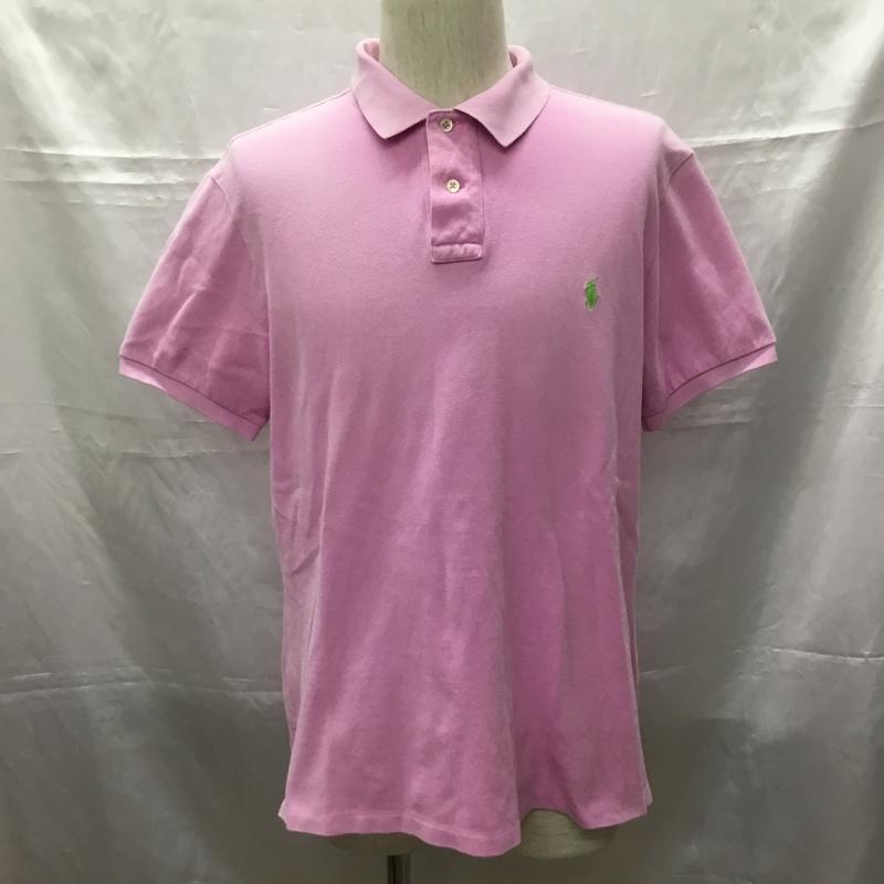 ポロバイラルフローレン Polo by RALPH LAUREN ポロシャツ 半袖 半袖ポロシャツ カラーシャツ 半袖カットソー XL ロゴ、文字 桃 / ピンク / メンズ USED 古着 中古 10109284
