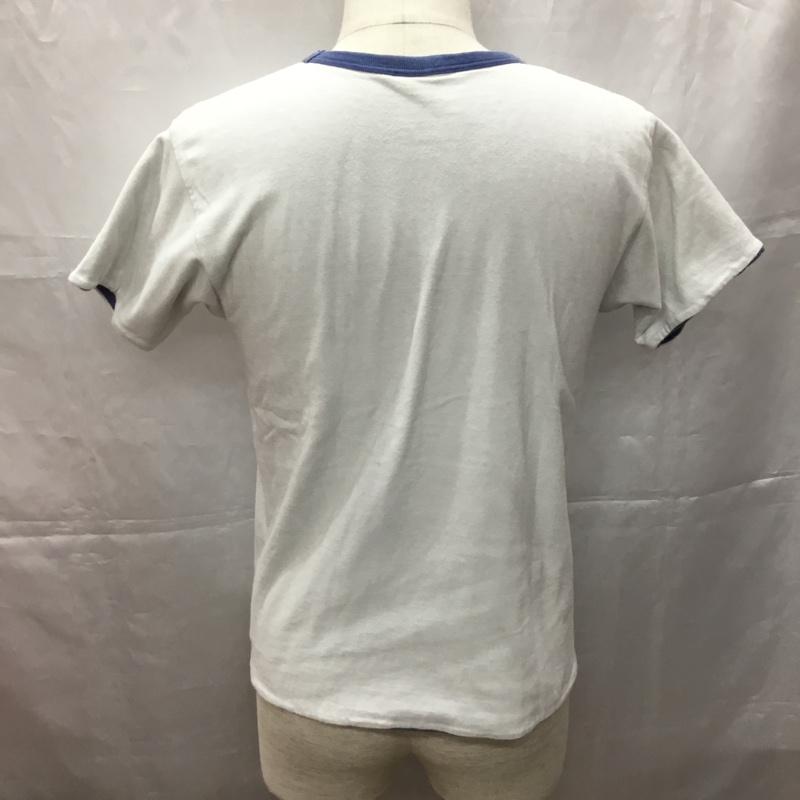 ウエアハウス WAREHOUSE Tシャツ 半袖 半袖カットソー プリントTシャツ クルーネックカットソー リバーシブル 36 プリント 白 / ホワイト / X 水色 / ライトブルー /  メンズ USED 古着 中古 10108985