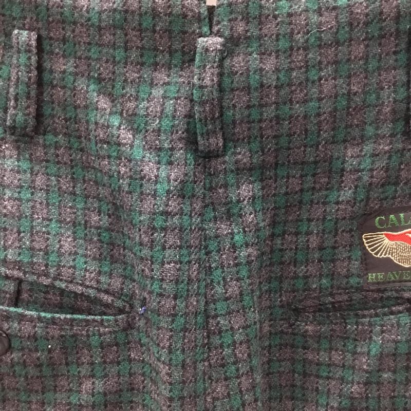 古着 USED ボトムス ボトムス タックパンツ S チェック 灰 / グレー / X 緑 / グリーン / メンズ USED 古着 中古 10118851