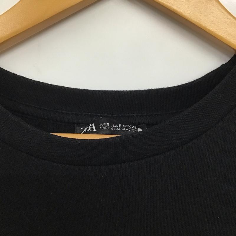 ザラ ZARA ワンピース ロングスカート 長袖ロングワンピース クルーネック フレアワンピース S 無地 黒 / ブラック / レディース USED 古着 中古 10136023