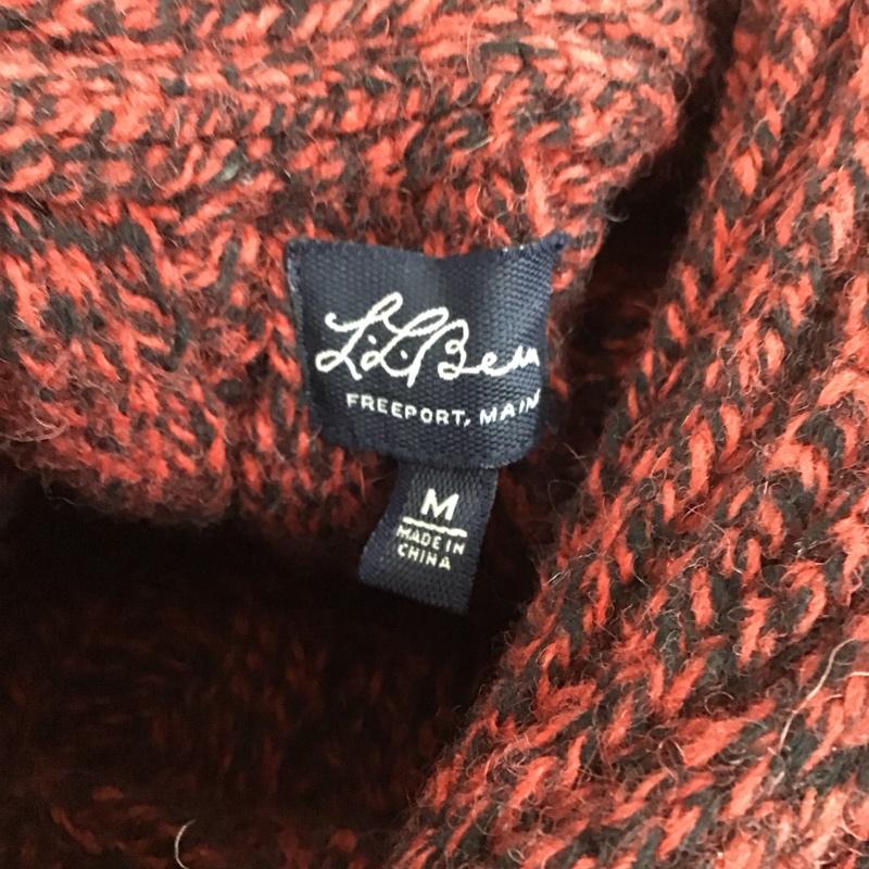 エルエルビーン L.L.Bean ニット、セーター 長袖 272203 ショールカラー M 黒 / ブラック / X 赤 / レッド / メンズ USED 古着 中古 10111229