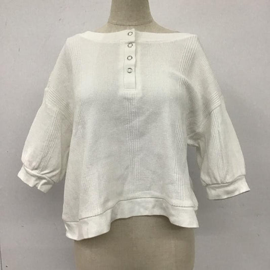 ローリーズファーム LOWRYS FARM カットソー 半袖 LF619096AD ヘンリーネック FREE 無地 白 / ホワイト /  レディース USED 古着 中古 10108162