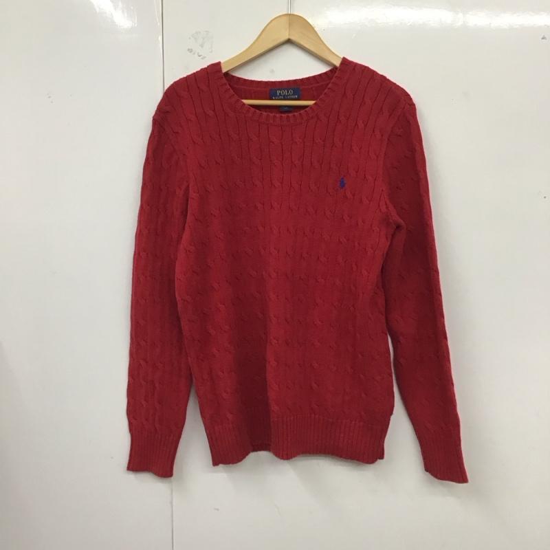 ポロラルフローレン POLO RALPH LAUREN ニット、セーター 長袖 長袖ニットカットソー ニット セーター クルーネックニット XL ロゴ、文字 赤 / レッド / メンズ USED 古着 中古 10122418
