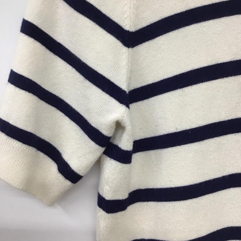ザラ ZARA ニット、セーター 半袖 8851/017/105 M ボーダー柄 白 / ホワイト / X 紺 / ネイビー / レディース USED 古着 中古 10133667