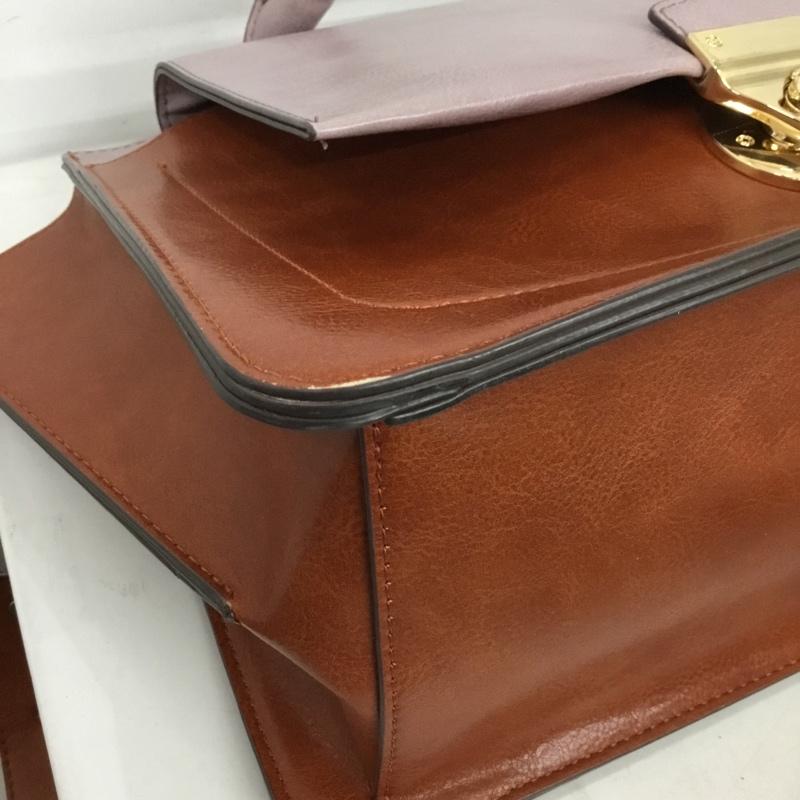 ジーナシス JEANASIS ショルダーバッグ ショルダーバッグ バイカラー 2WAY ハンドバッグ 無地 茶 / ブラウン / X 紫 / パープル / レディース USED 古着 中古 10122808