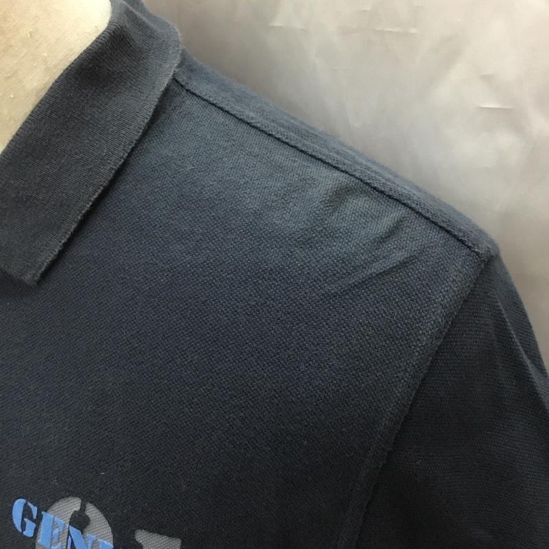 エドウィン EDWIN ポロシャツ 半袖 半袖ポロシャツ カラーシャツ 半袖カットソー L ロゴ、文字 紺 / ネイビー /  メンズ USED 古着 中古 10112290