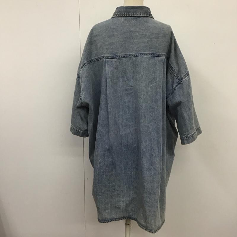 ジーナシス JEANASIS シャツ、ブラウス 半袖 JS064293AA デニムシャツ オーバーサイズ FREE 無地 青 / ブルー / レディース USED 古着 中古 10109528