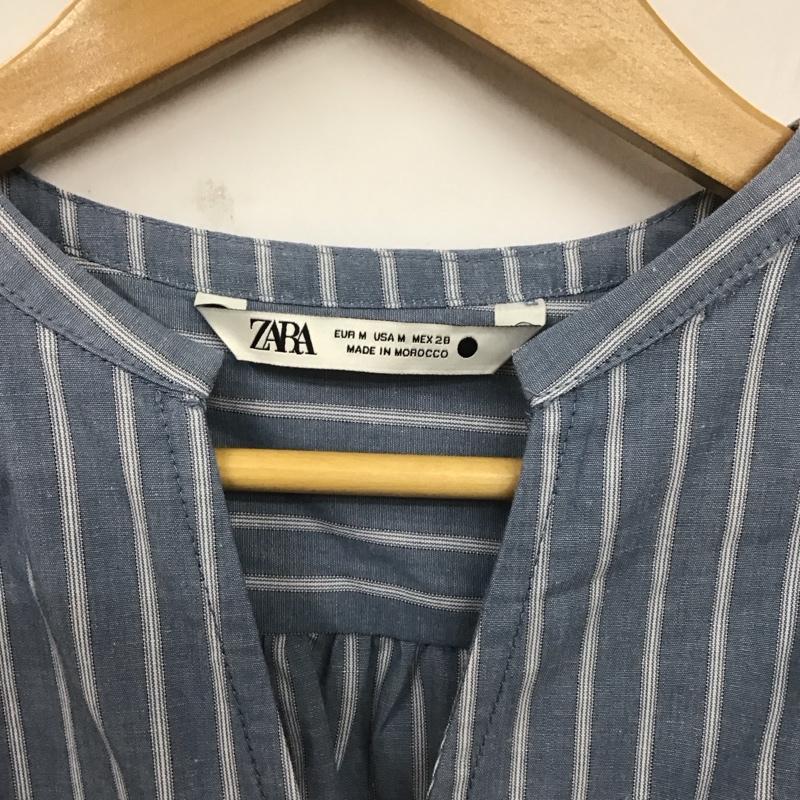 ザラ ZARA シャツ、ブラウス 長袖 M ストライプ 水色 / ライトブルー / レディース USED 古着 中古 10124783