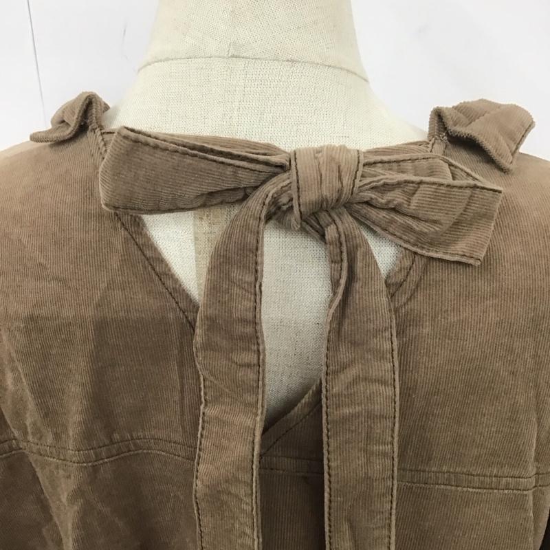 ダブルクローゼット w closet シャツ、ブラウス 長袖 303918 コーデュロイ 後ろリボン オープンカラーシャツ BIGシャツ FREE 無地 茶 / ブラウン / レディース USED 古着 中古 10108397