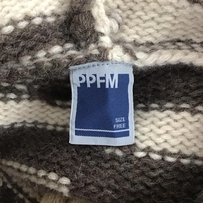ピーピーエフエム PPFM パーカー 長袖 長袖ニットパーカー カーディガン セーター フード付きニットジャケット FREE ヒョウ柄・レオパード柄 茶 / ブラウン / X ベージュ / ベージュ / メンズ USED 古着 中古 10108826