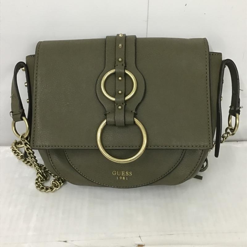 ゲス Guess ショルダーバッグ ショルダーバッグ DIXIE CROSSBODY FLAP VB457121 レザー ロゴ、文字 カーキ / カーキ / X 金 / ゴールド / レディース USED 古着 中古 10100792