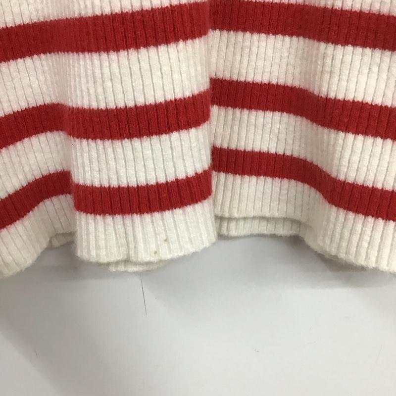 ドルチェアンドガッバーナ DOLCE&GABBANA カットソー 長袖 長袖カットソー タートルネックカットソー 長袖Tシャツ ロングスリーブカットソー 34 ボーダー柄 白 / ホワイト / X 赤 / レッド / レディース USED 古着 中古 10112094