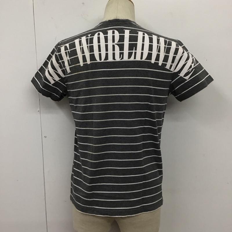 ハフ HUF Tシャツ 半袖 半袖カットソー プリントTシャツ クルーネックカットソー S ボーダー柄 灰 / グレー /  メンズ USED 古着 中古 10110937