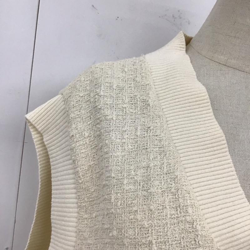 ザラ ZARA ベスト ベスト 7563 042 712 Vネック M 無地 アイボリー / アイボリー / レディース USED 古着 中古 10117684